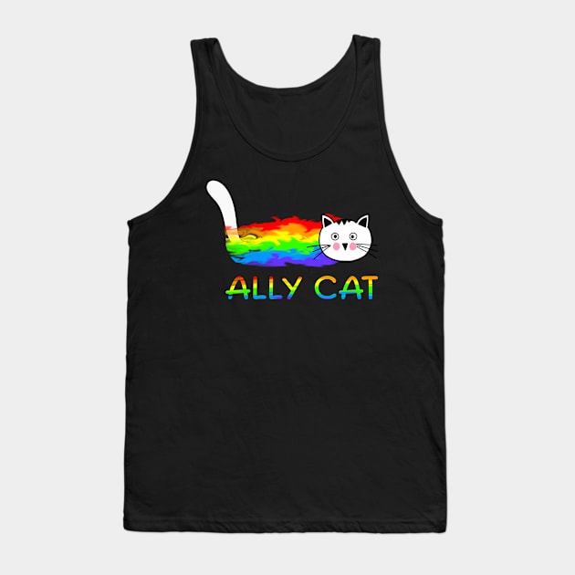 Ally Cat LGBT Gay Rainbow Pride Flag - Ally Cat LGBT Tank Top by WilliamHoraceBatezell